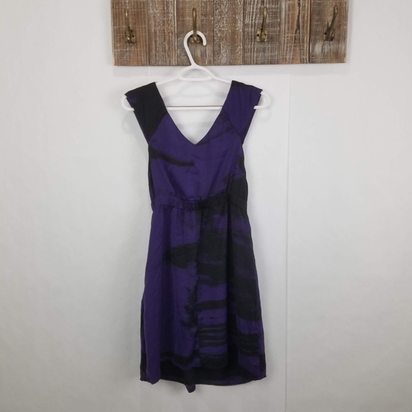 Buffalo David Bitton Purple & Black Sleeveless V-Neck Mini Dress – Size Small - Picture 6 of 6